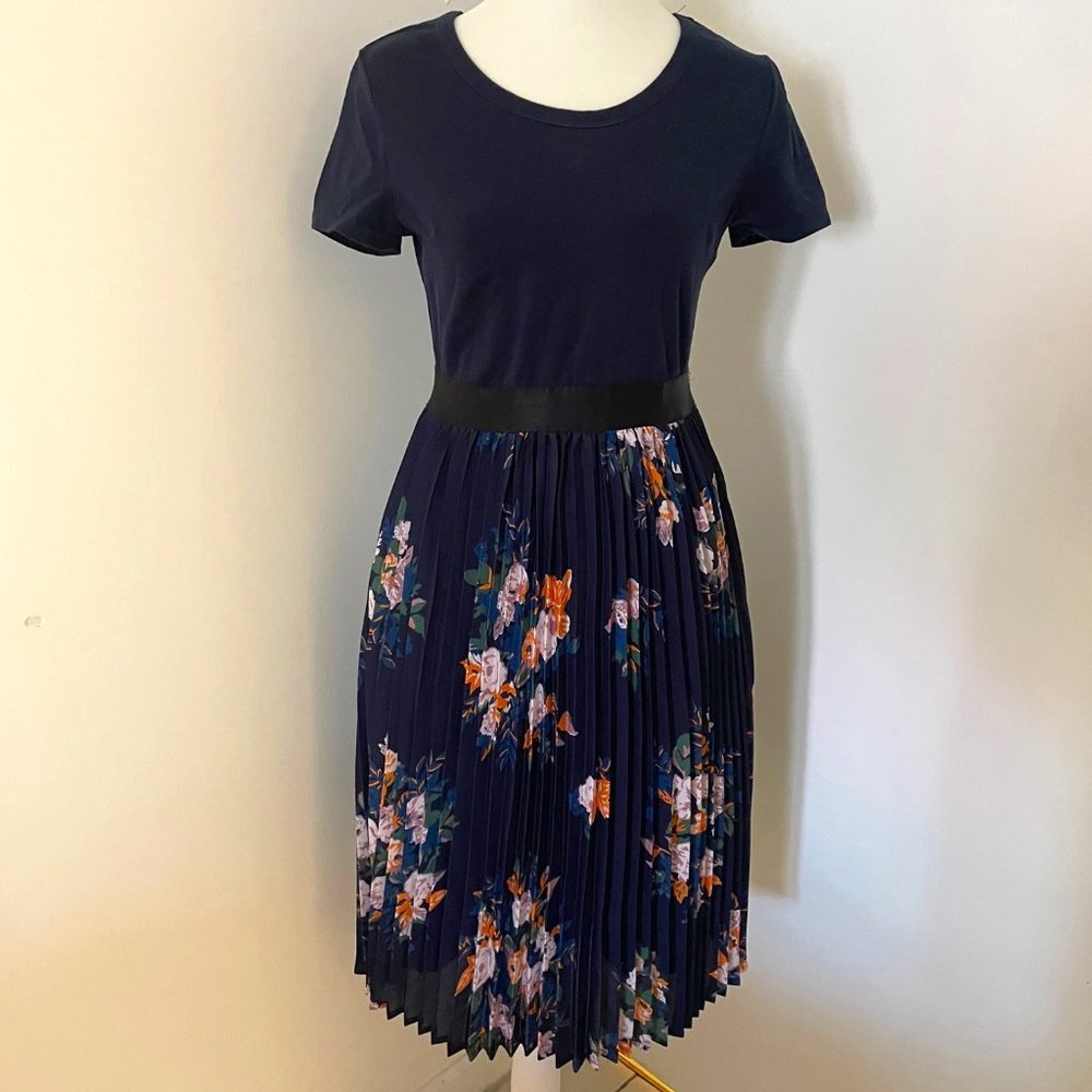 Modcloth navy floral midi dress